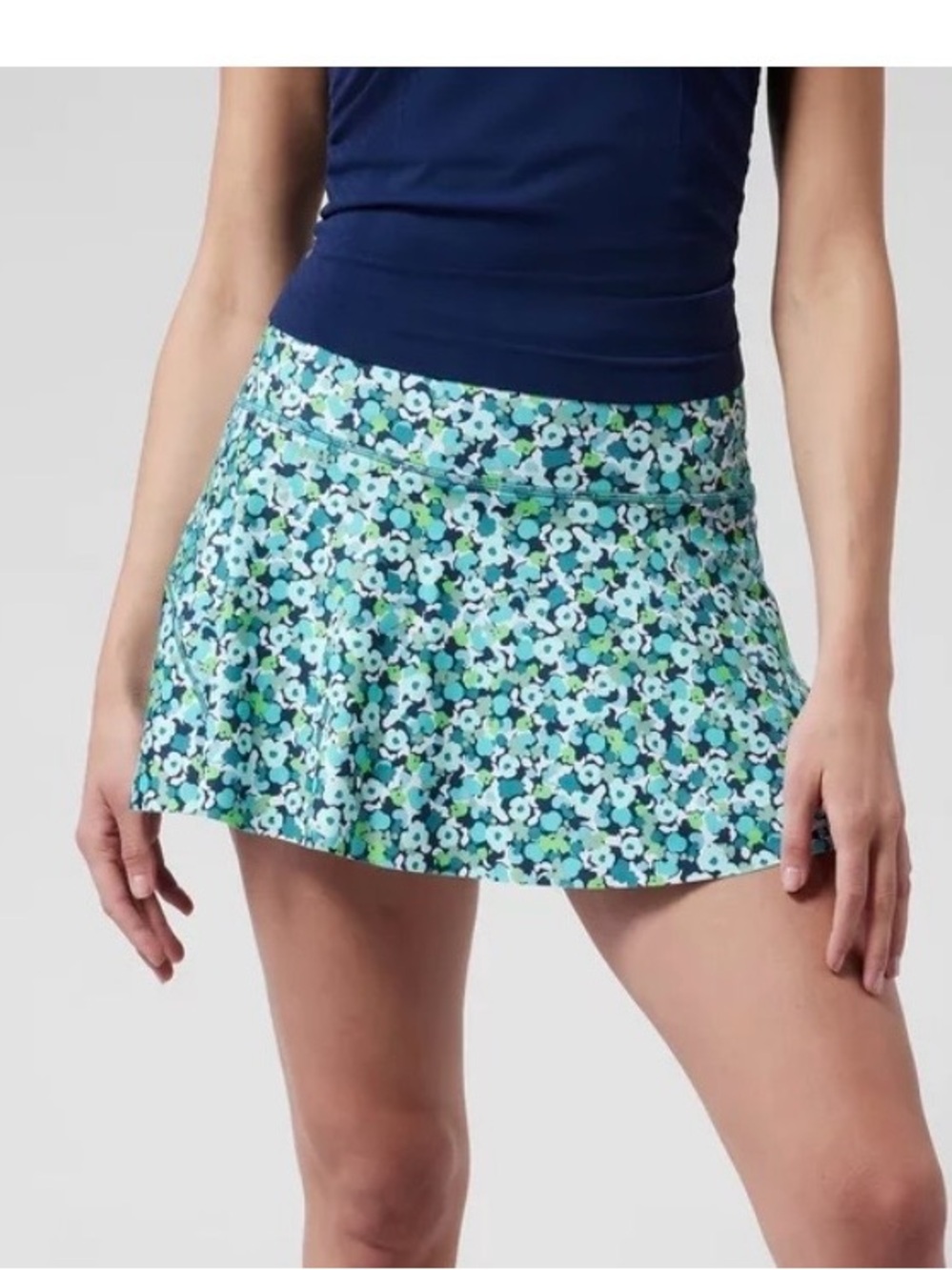 Athleta Girl Swing Skort Blue Green Floral design Sz. L 8-10